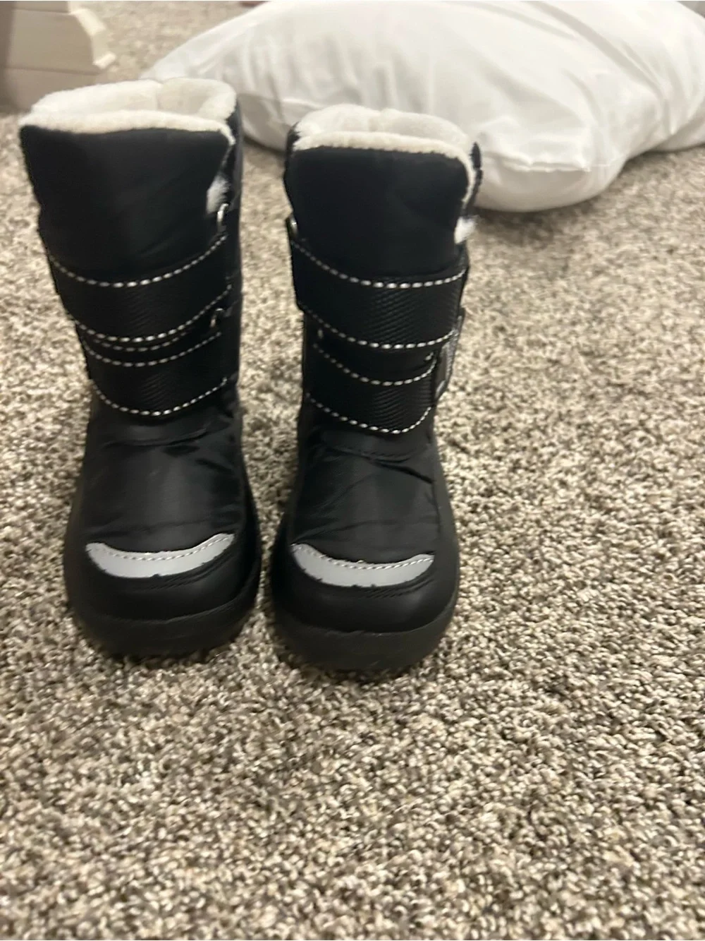 Toddler Black Winter Boots with Faux Fur Lining